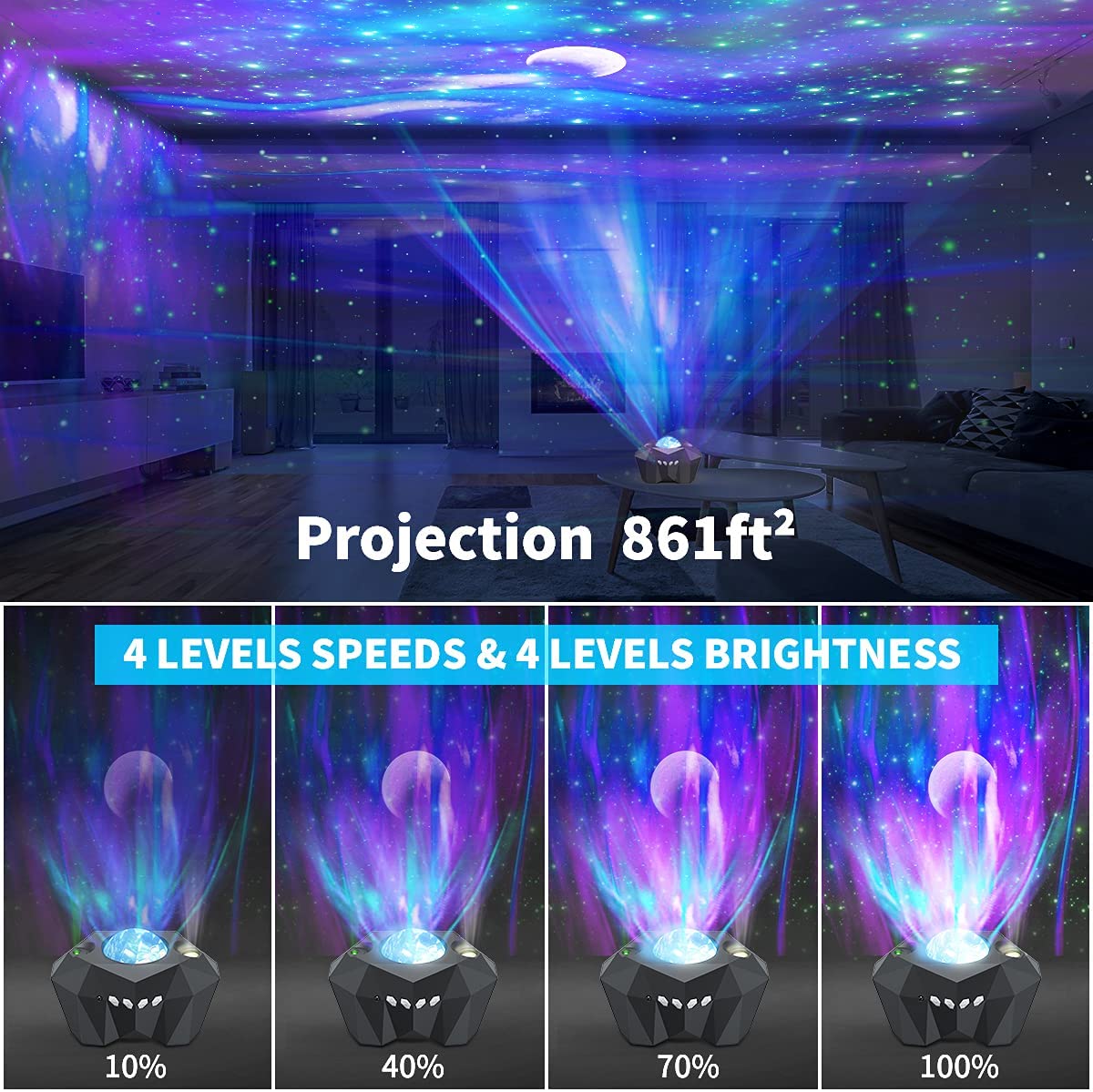 Projector Night Light with Bluetooth Music Speaker